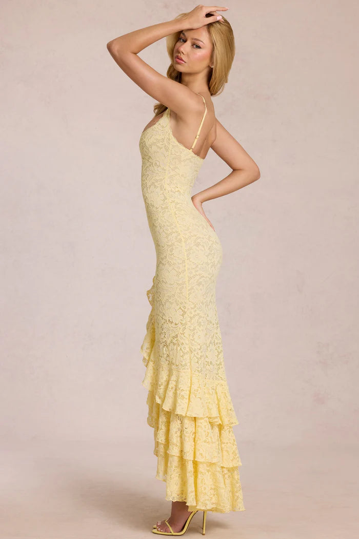 Alouette | Women's Fitted Ruffled Sleeveless Flowy Maxi Dress