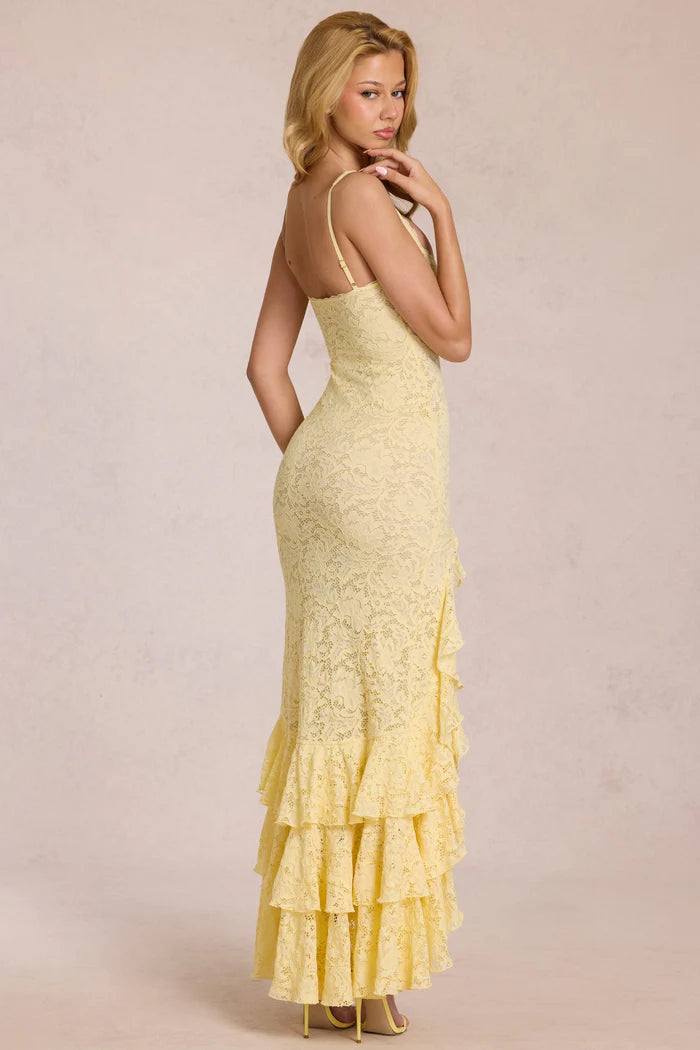 Alouette | Women's Fitted Ruffled Sleeveless Flowy Maxi Dress