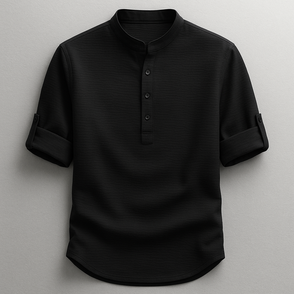 Aloysius | Men's Rolled Sleeve Mandarin Collar Dress Shirt