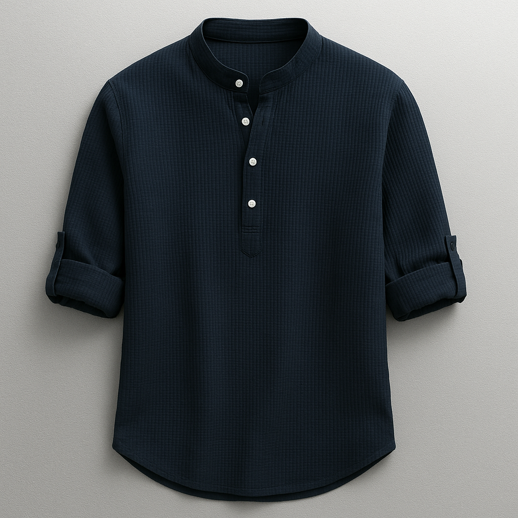 Aloysius | Men's Rolled Sleeve Mandarin Collar Dress Shirt