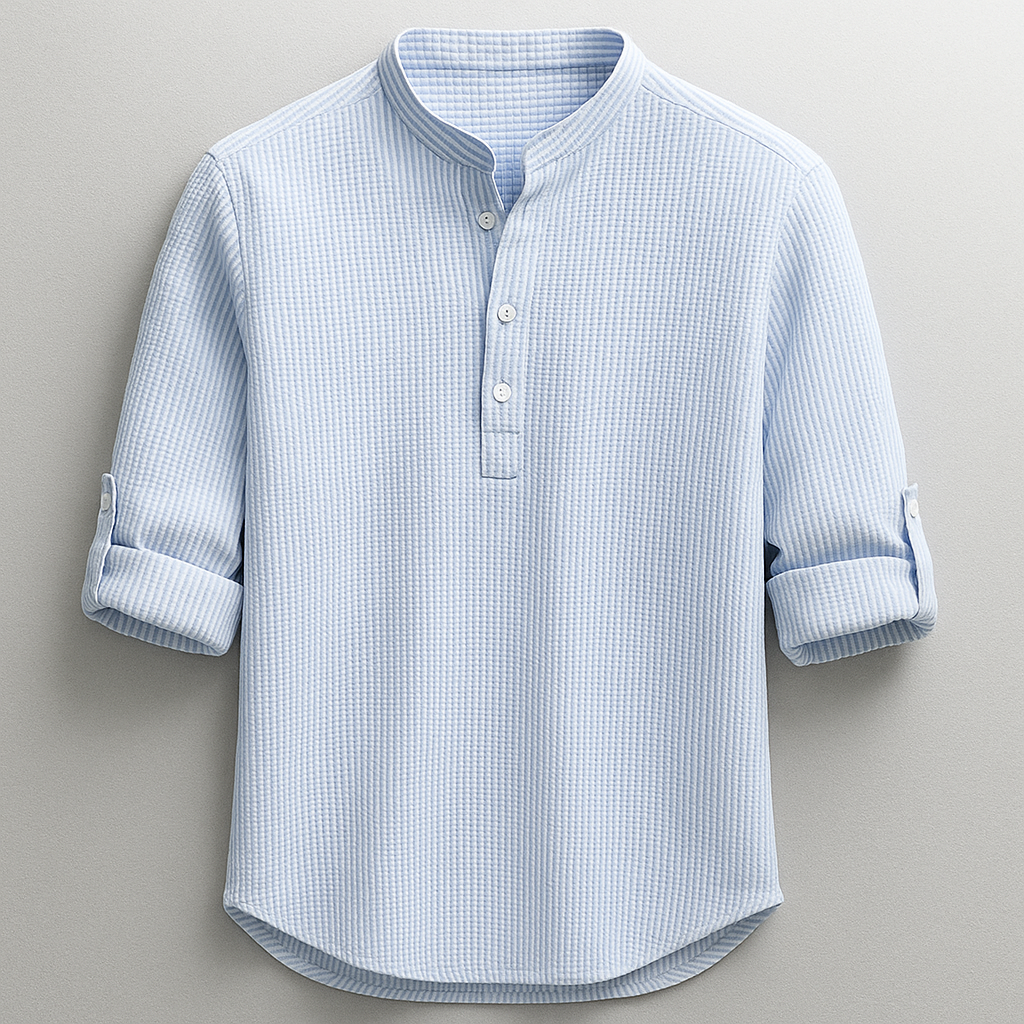 Aloysius | Men's Rolled Sleeve Mandarin Collar Dress Shirt