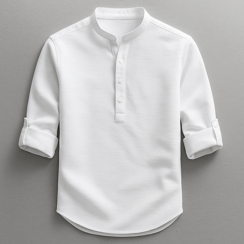Aloysius | Men's Rolled Sleeve Mandarin Collar Dress Shirt