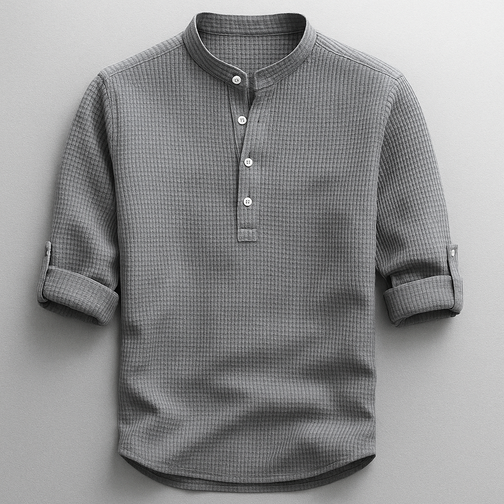 Aloysius | Men's Rolled Sleeve Mandarin Collar Dress Shirt