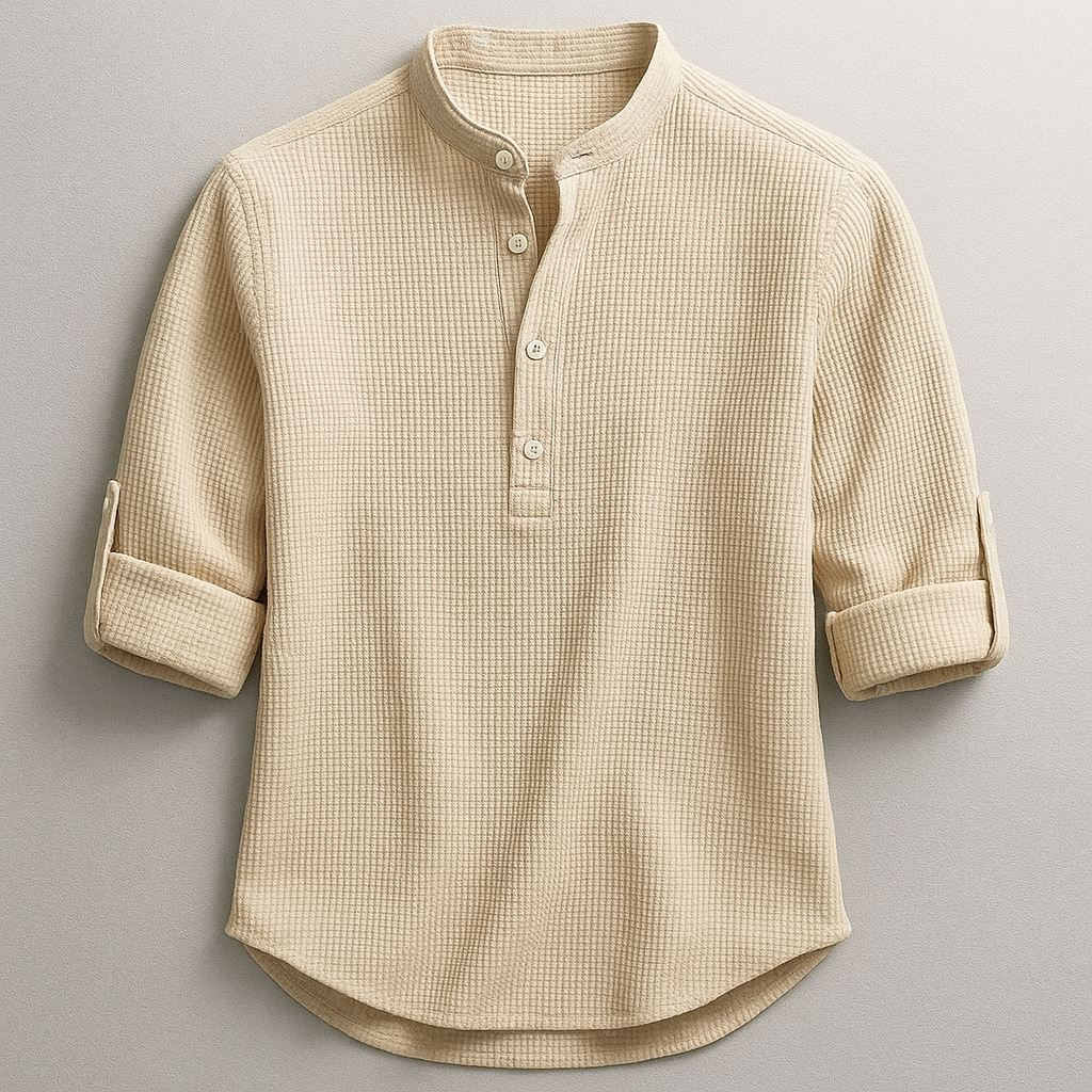 Aloysius | Men's Rolled Sleeve Mandarin Collar Dress Shirt