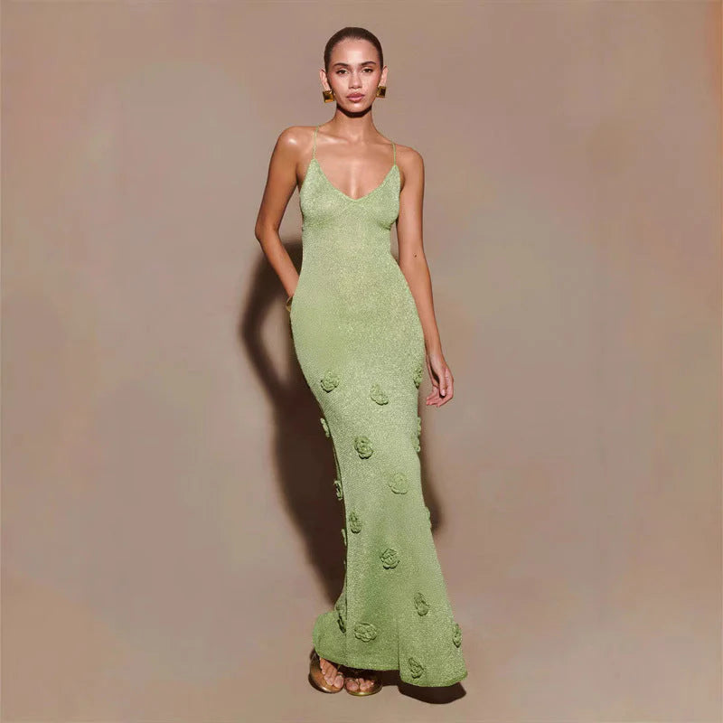 Alta | Women's Floral Open Back V Neck Wedding Guest Dress