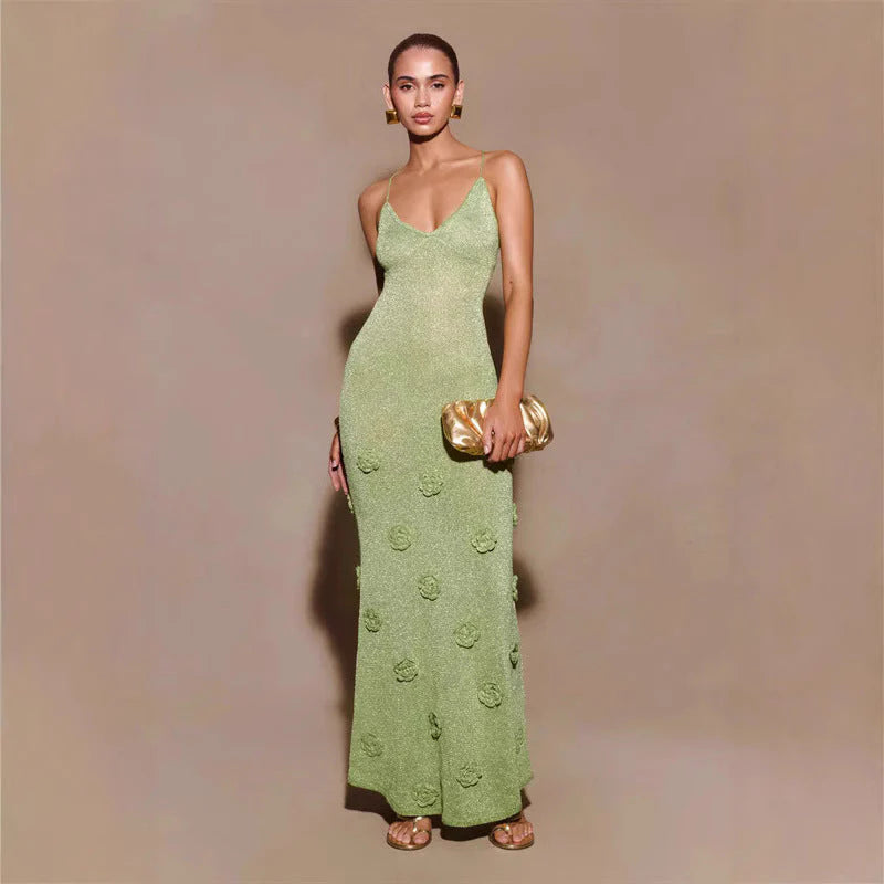 Alta | Women's Floral Open Back V Neck Wedding Guest Dress