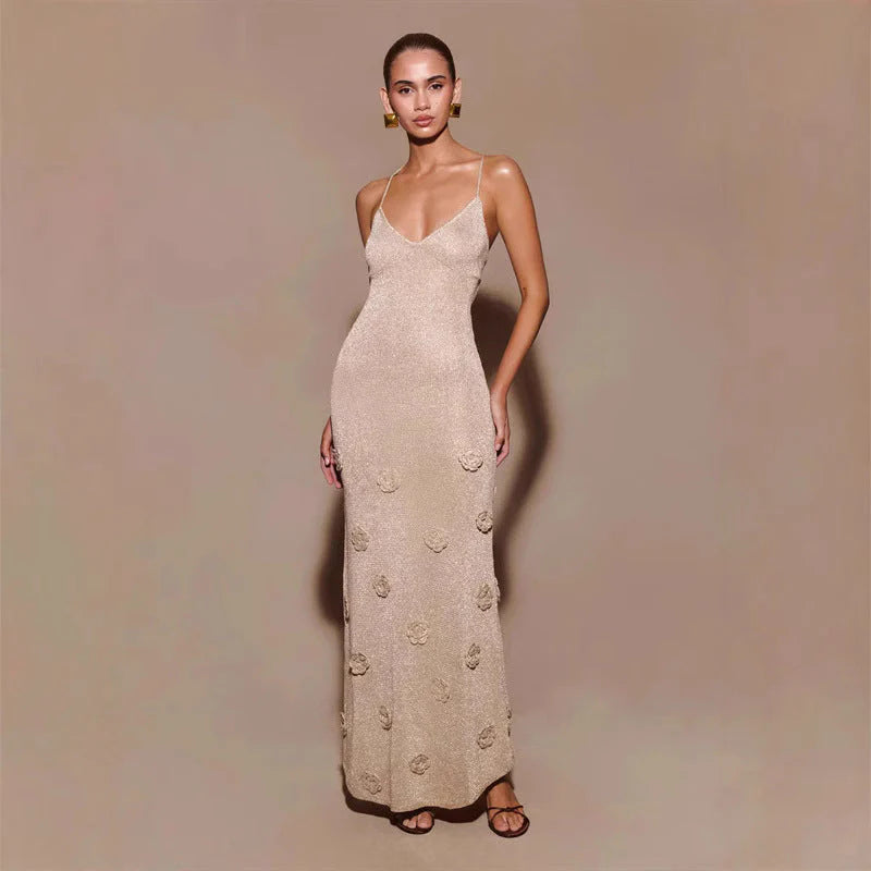 Alta | Women's Floral Open Back V Neck Wedding Guest Dress
