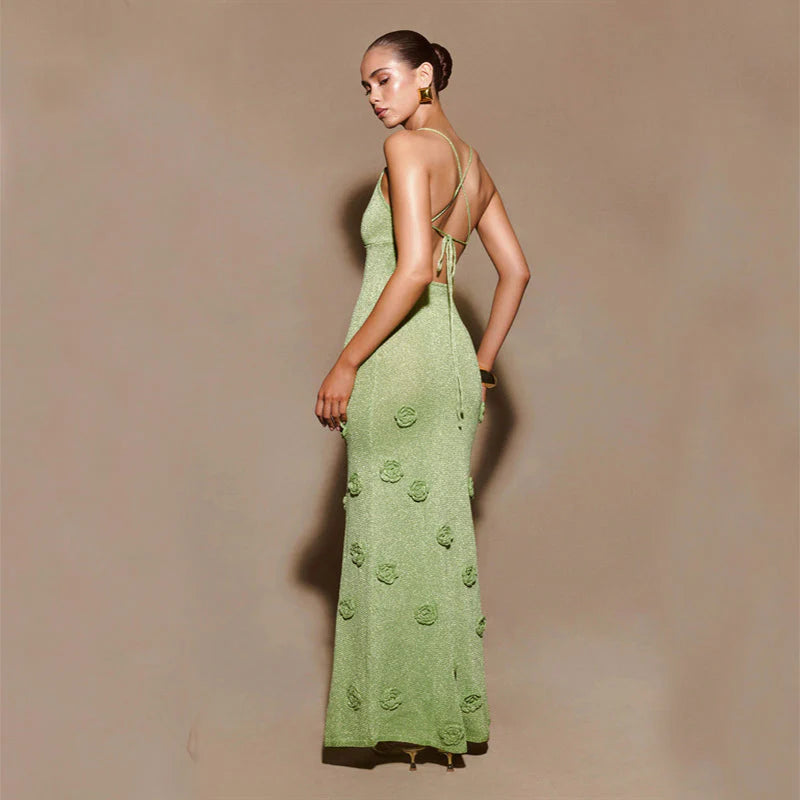 Alta | Women's Floral Open Back V Neck Wedding Guest Dress