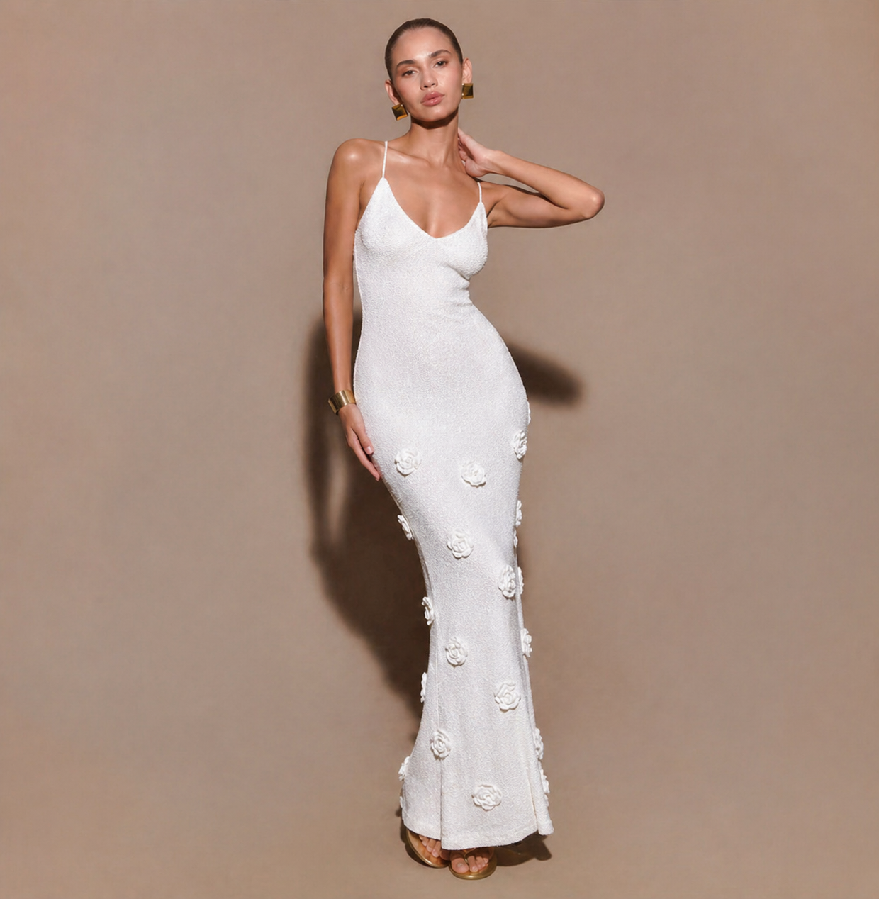 Alta | Women's Floral Open Back V Neck Wedding Guest Dress