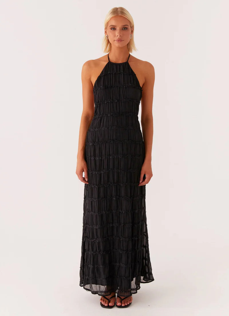 Altagracia | Women's Halter Neck Sleeveless A Line Maxi Dress