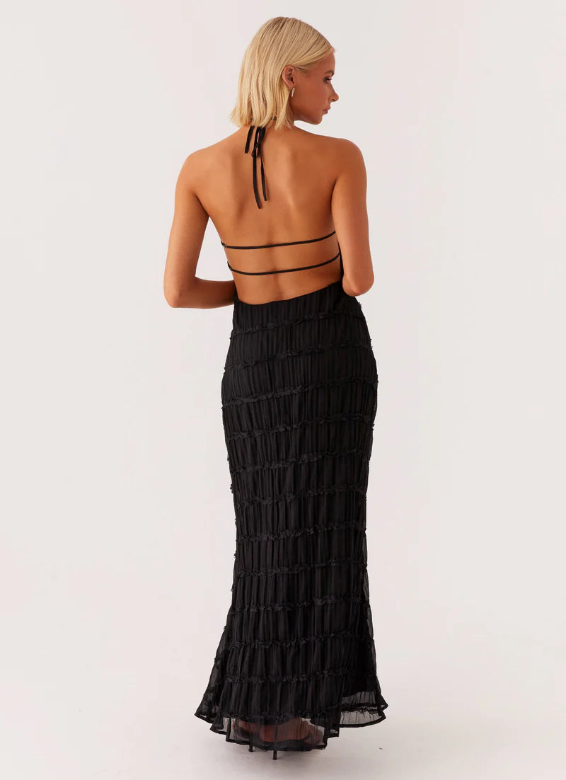 Altagracia | Women's Halter Neck Sleeveless A Line Maxi Dress