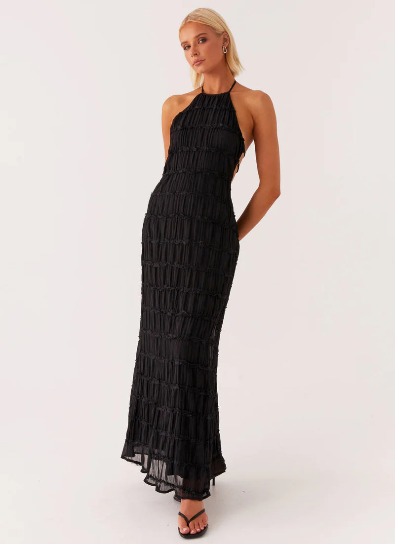 Altagracia | Women's Halter Neck Sleeveless A Line Maxi Dress