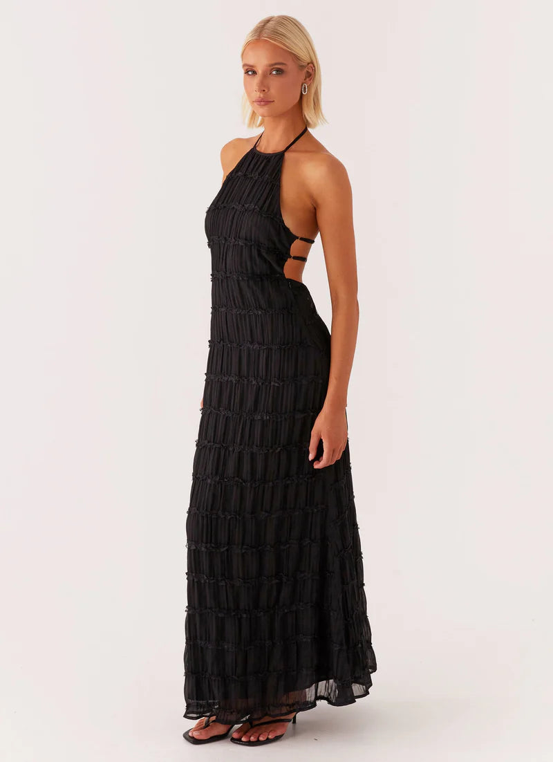 Altagracia | Women's Halter Neck Sleeveless A Line Maxi Dress