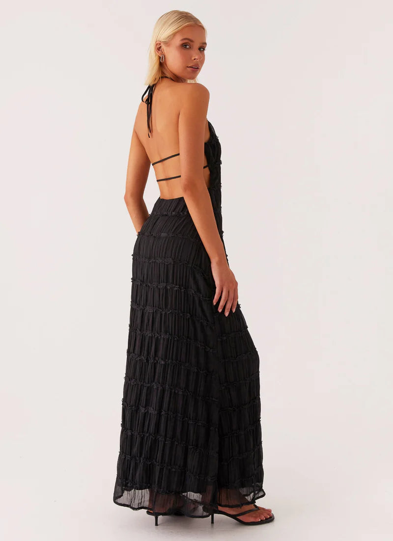 Altagracia | Women's Halter Neck Sleeveless A Line Maxi Dress