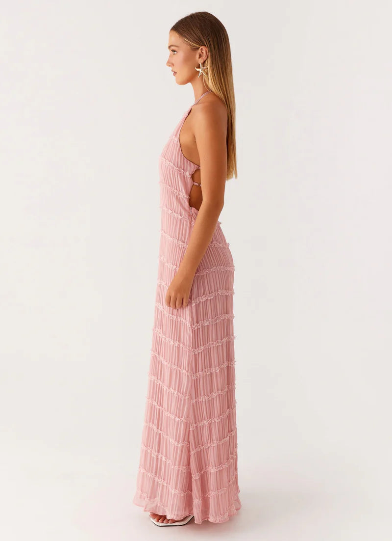 Altagracia | Women's Halter Neck Sleeveless A Line Maxi Dress