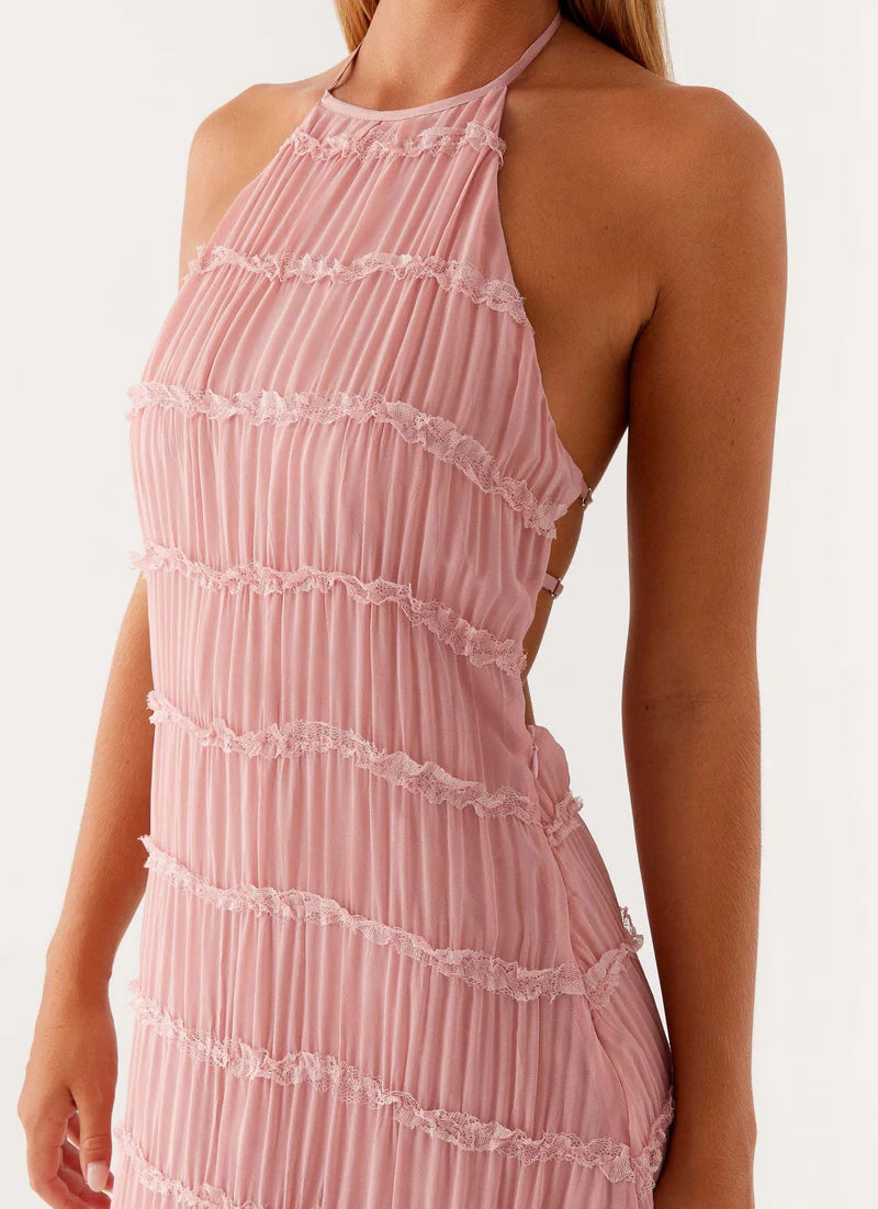 Altagracia | Women's Halter Neck Sleeveless A Line Maxi Dress