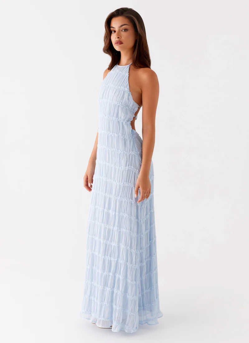 Altagracia | Women's Halter Neck Sleeveless A Line Maxi Dress