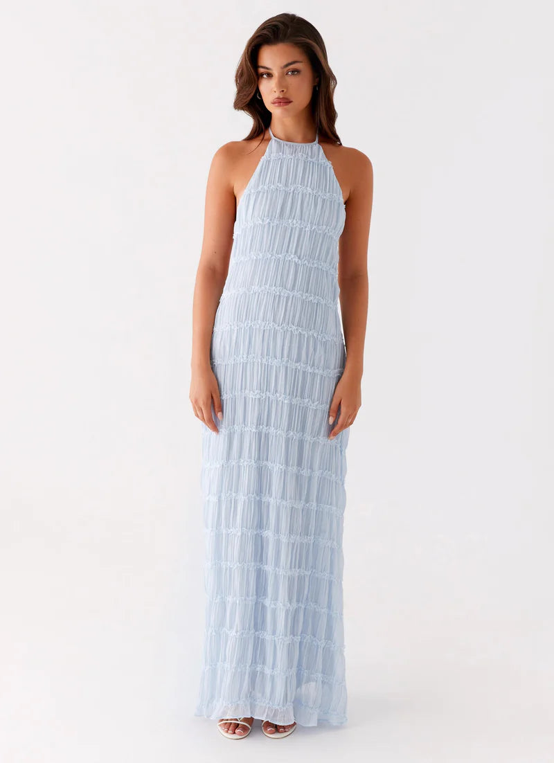 Altagracia | Women's Halter Neck Sleeveless A Line Maxi Dress