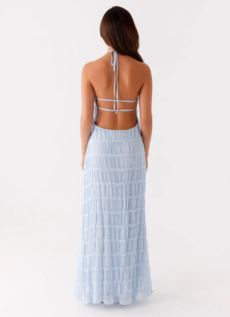 Altagracia | Women's Halter Neck Sleeveless A Line Maxi Dress