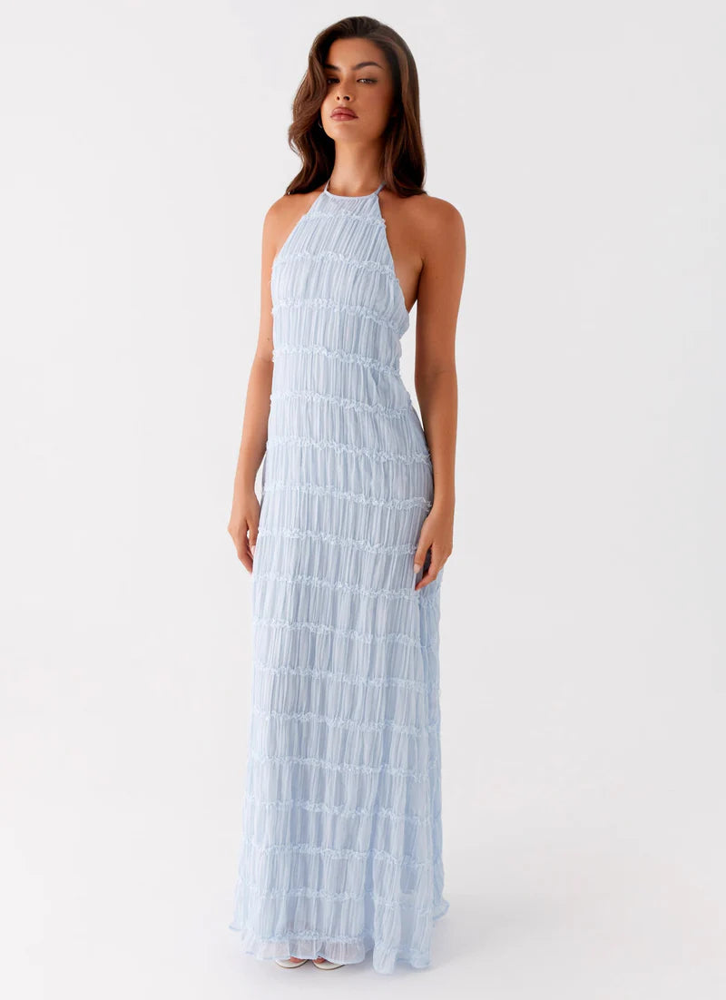 Altagracia | Women's Halter Neck Sleeveless A Line Maxi Dress