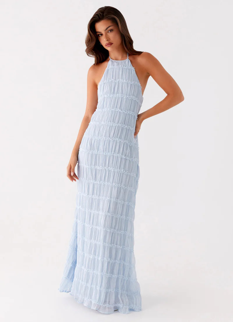 Altagracia | Women's Halter Neck Sleeveless A Line Maxi Dress
