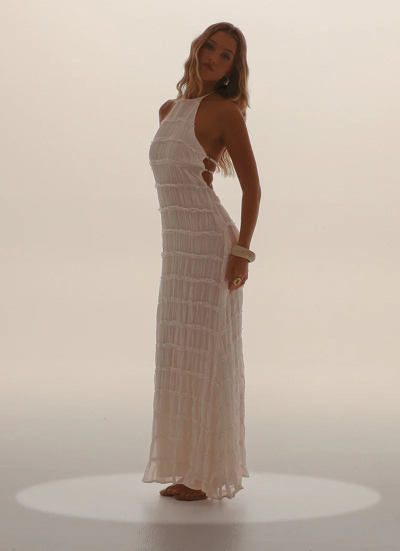 Altagracia | Women's Halter Neck Sleeveless A Line Maxi Dress