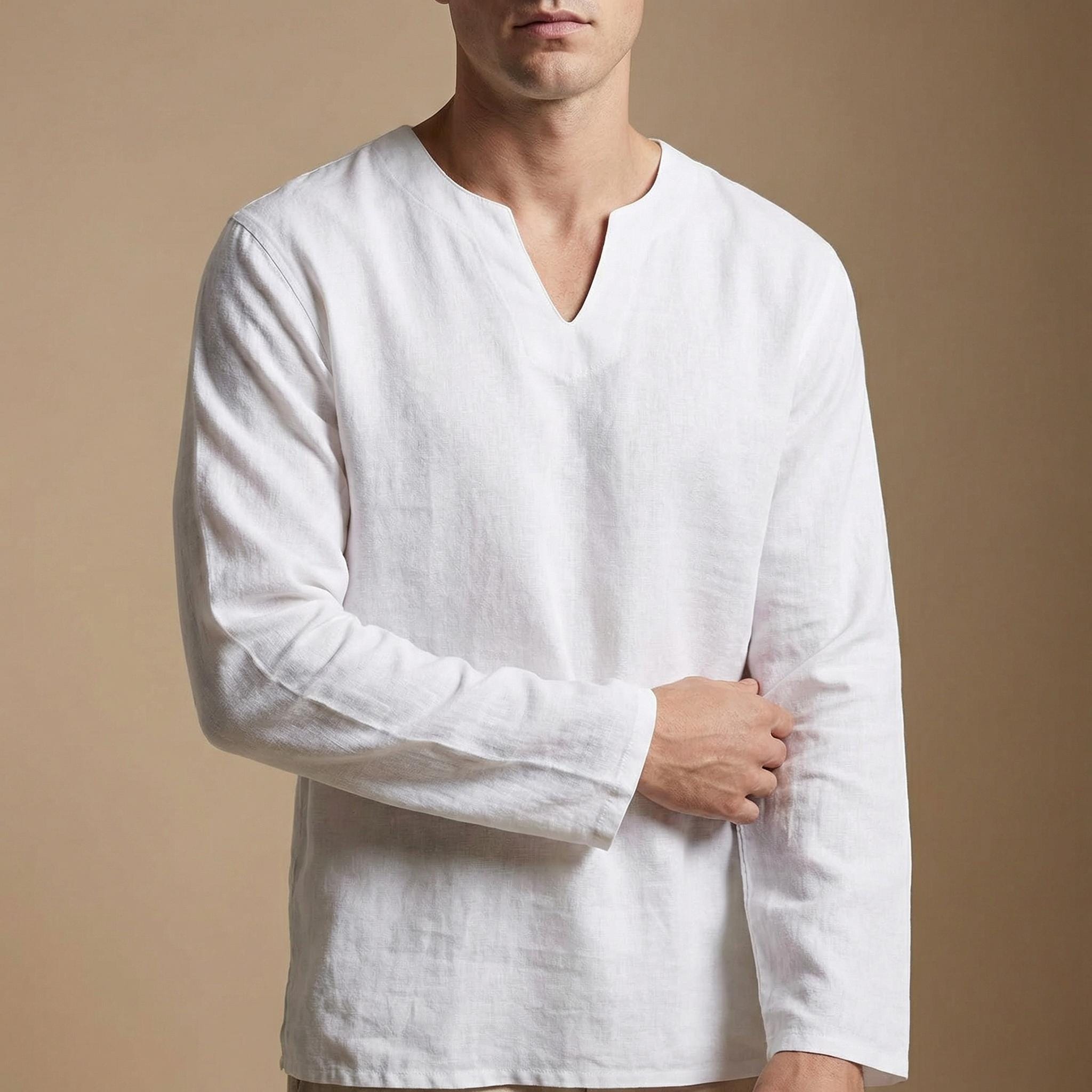 Altonio | Men's Split Neck Long Sleeve Dress Shirt