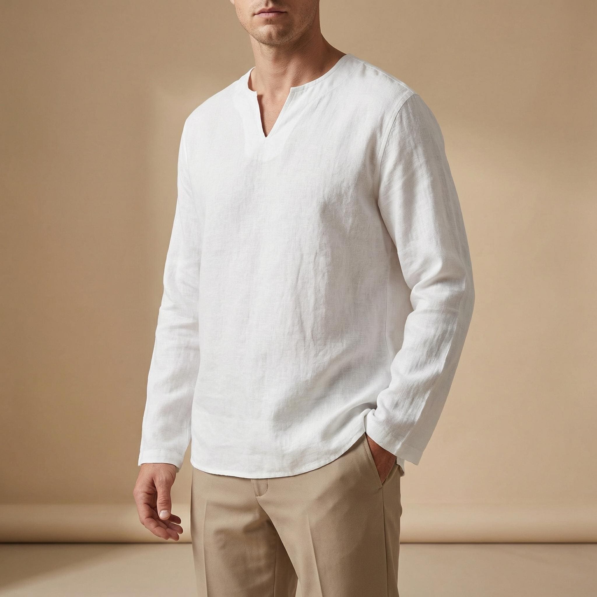 Altonio | Men's Split Neck Long Sleeve Dress Shirt