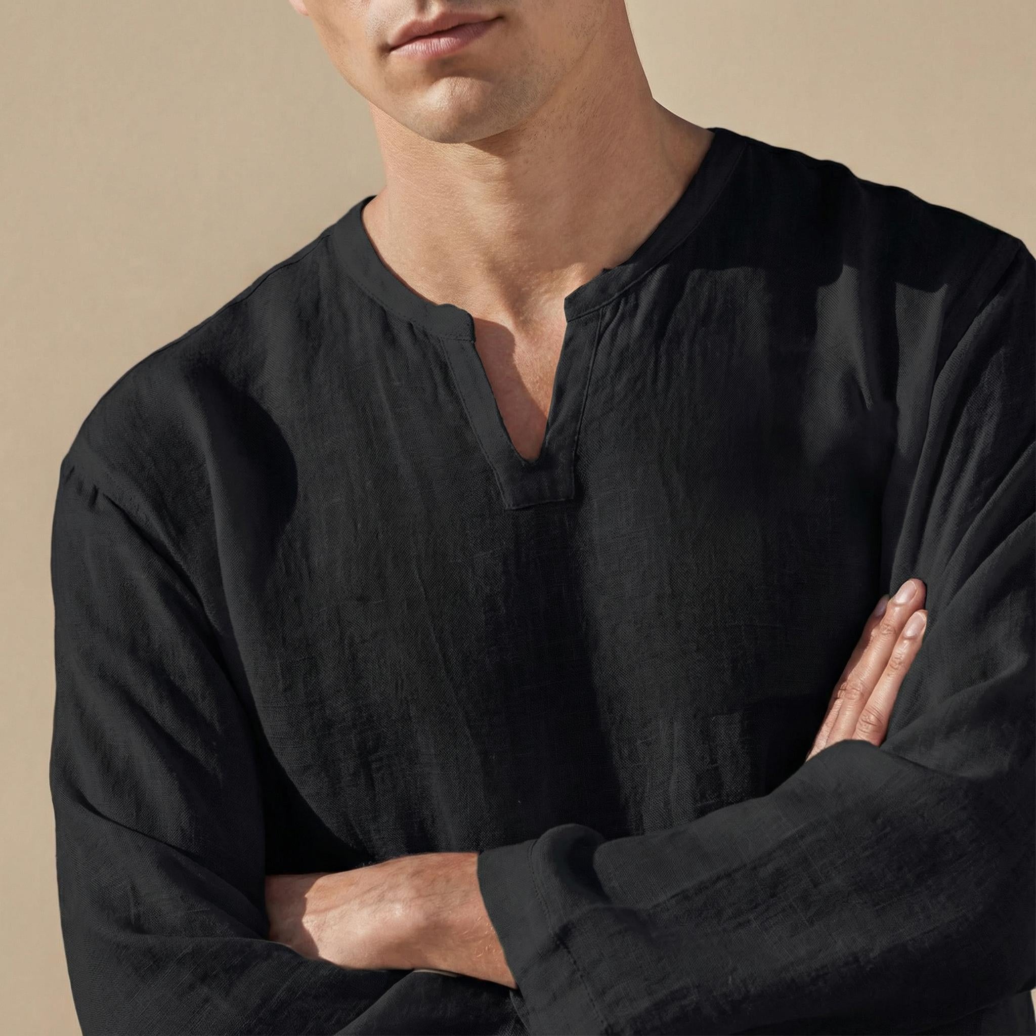Altonio | Men's Split Neck Long Sleeve Dress Shirt