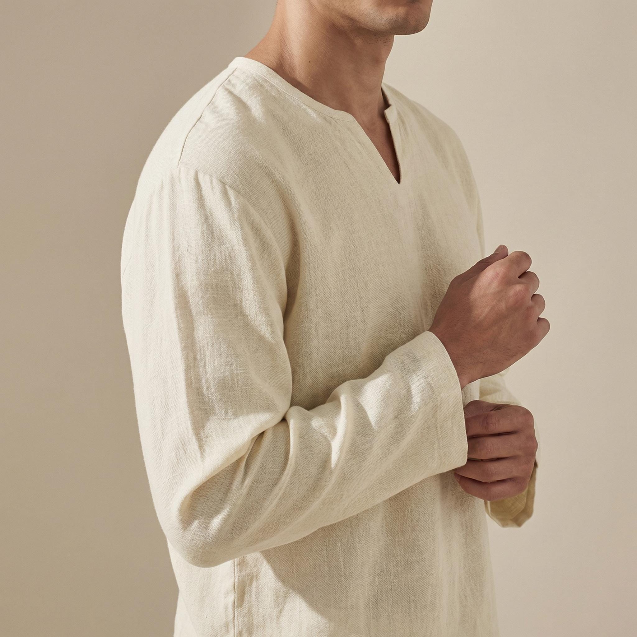Altonio | Men's Split Neck Long Sleeve Dress Shirt