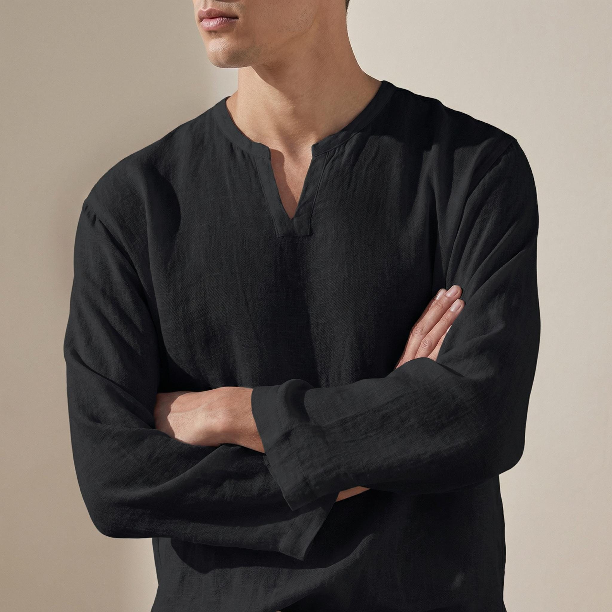 Altonio | Men's Split Neck Long Sleeve Dress Shirt