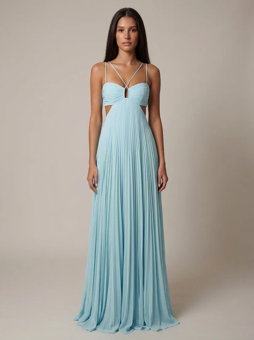 Alvana | Women's Strappy A Line Sleeveless Flowy Maxi Dress