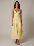 Alvera | Women's Fitted Sleeveless Sweatheart Neck Flowy Midi Dress