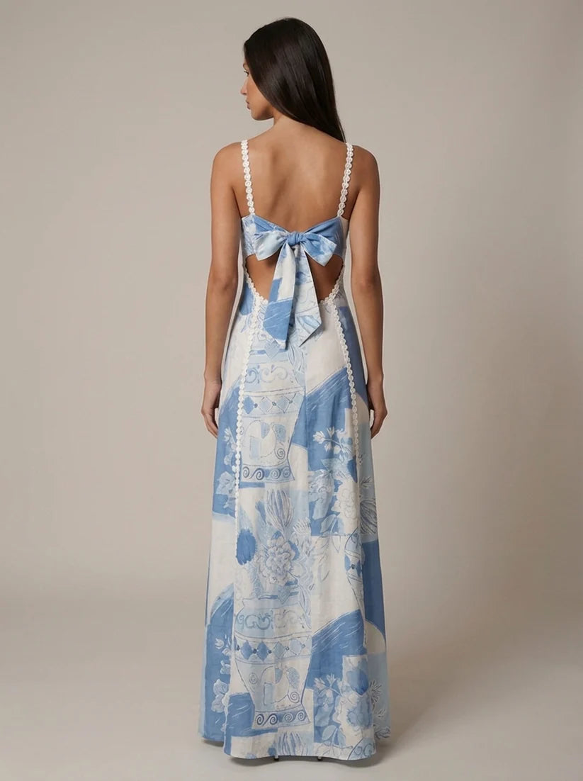 Alvia | Women's Printed Sleeveless Square Neck Maxi Dress