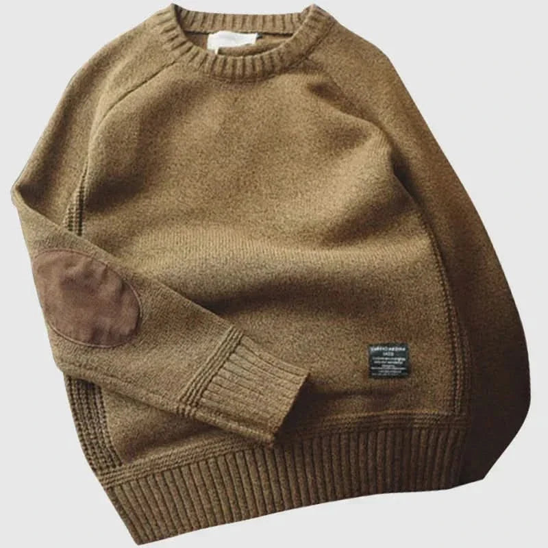 Alvira | Women's Long Sleeve Crewneck Elbow Patch Sweater