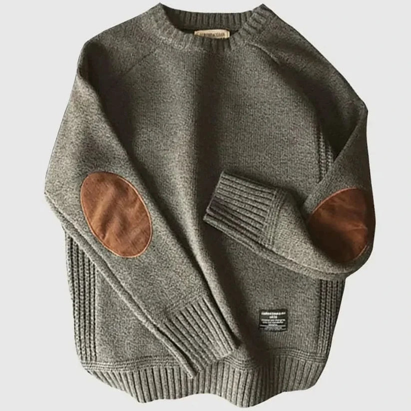 Alvira | Women's Long Sleeve Crewneck Elbow Patch Sweater