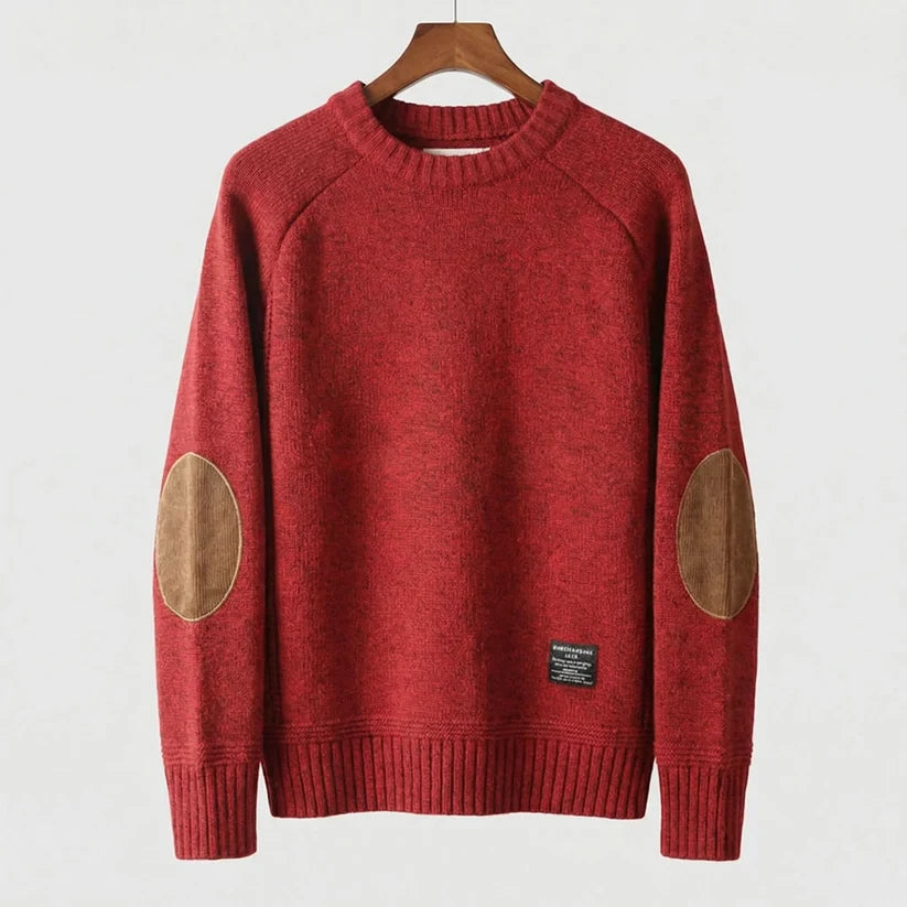 Alvira | Women's Long Sleeve Crewneck Elbow Patch Sweater