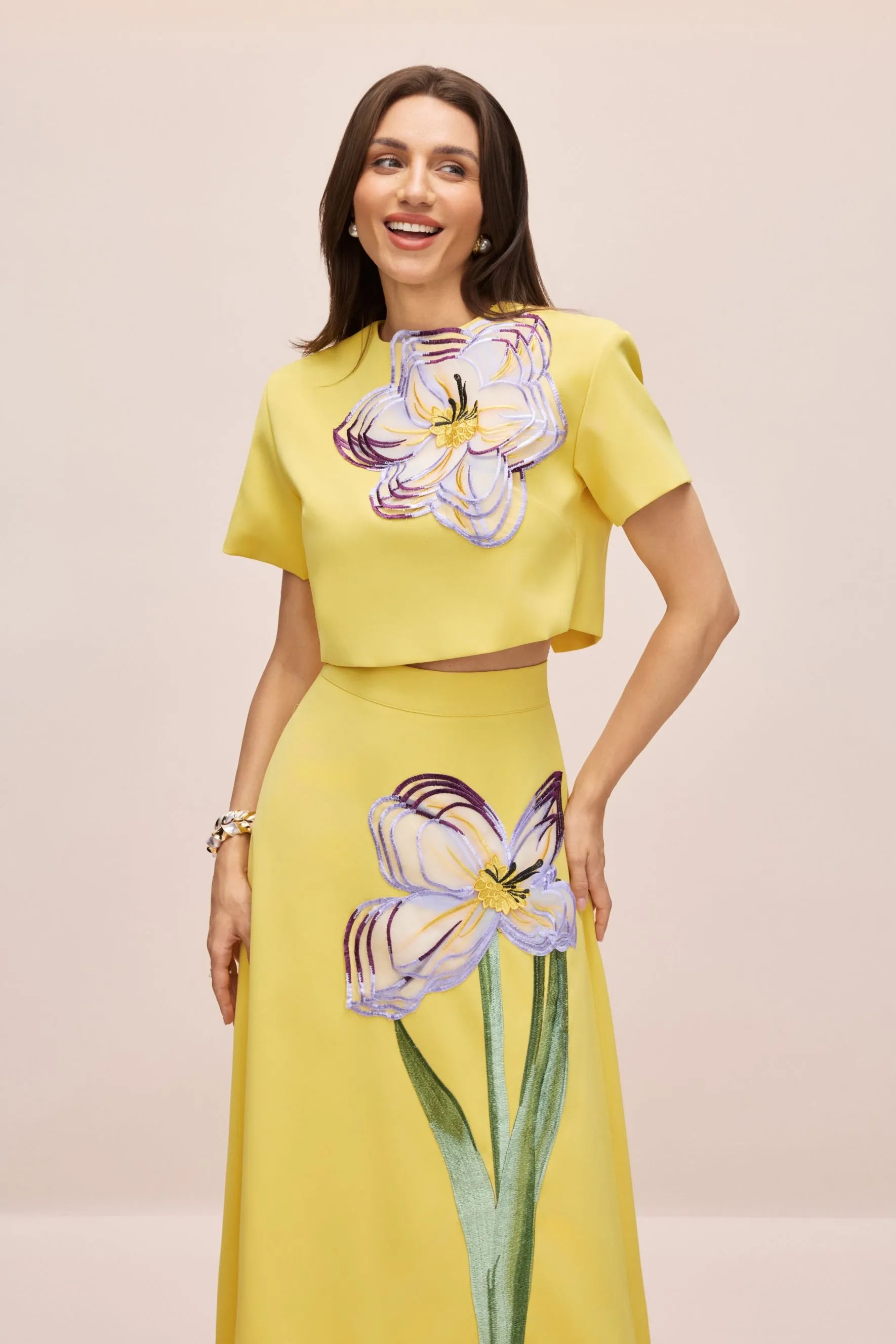Alvita | Women’s Floral Applique Flowy Summer Two Piece Set