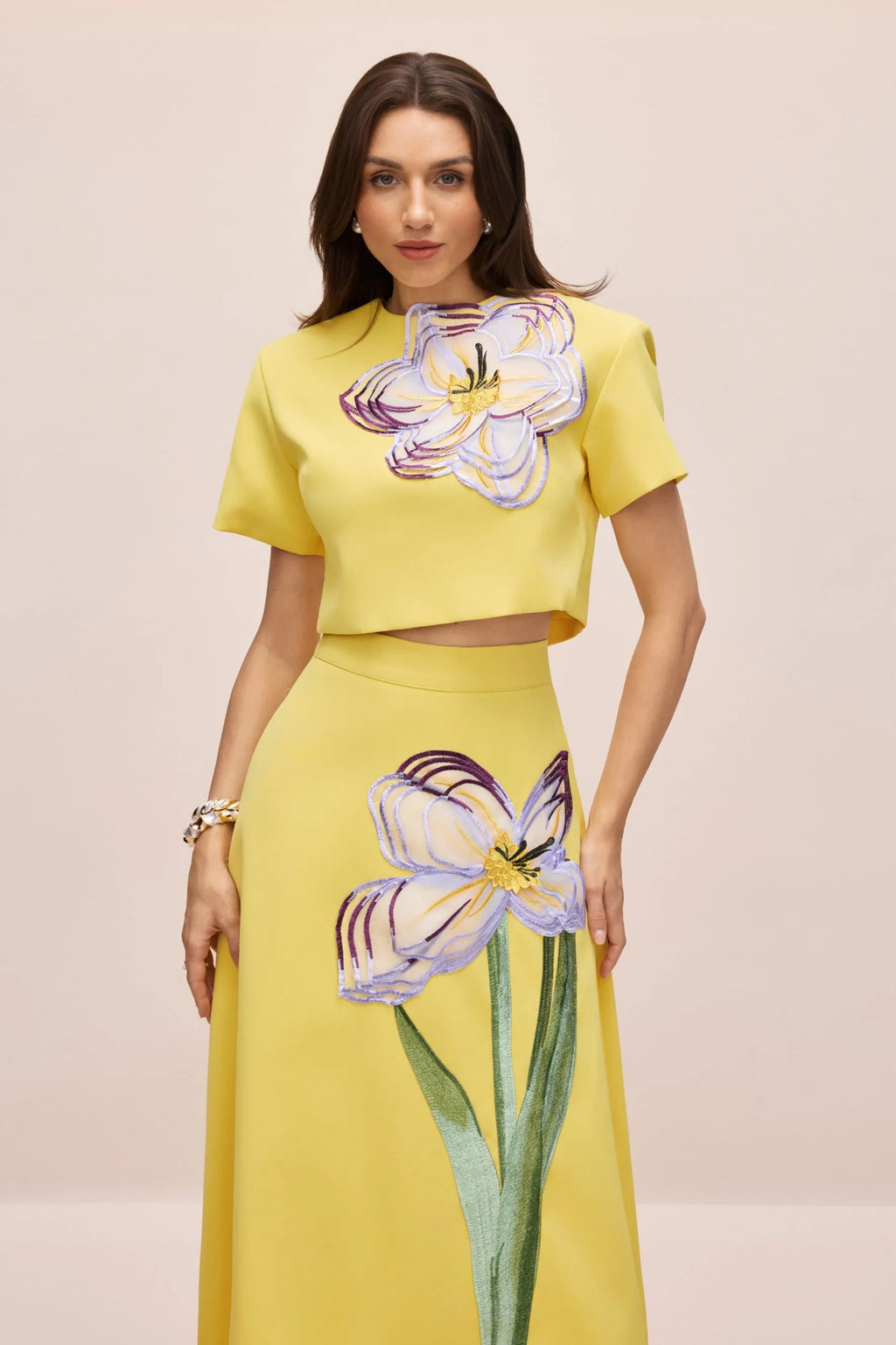 Alvita | Women’s Floral Applique Flowy Summer Two Piece Set