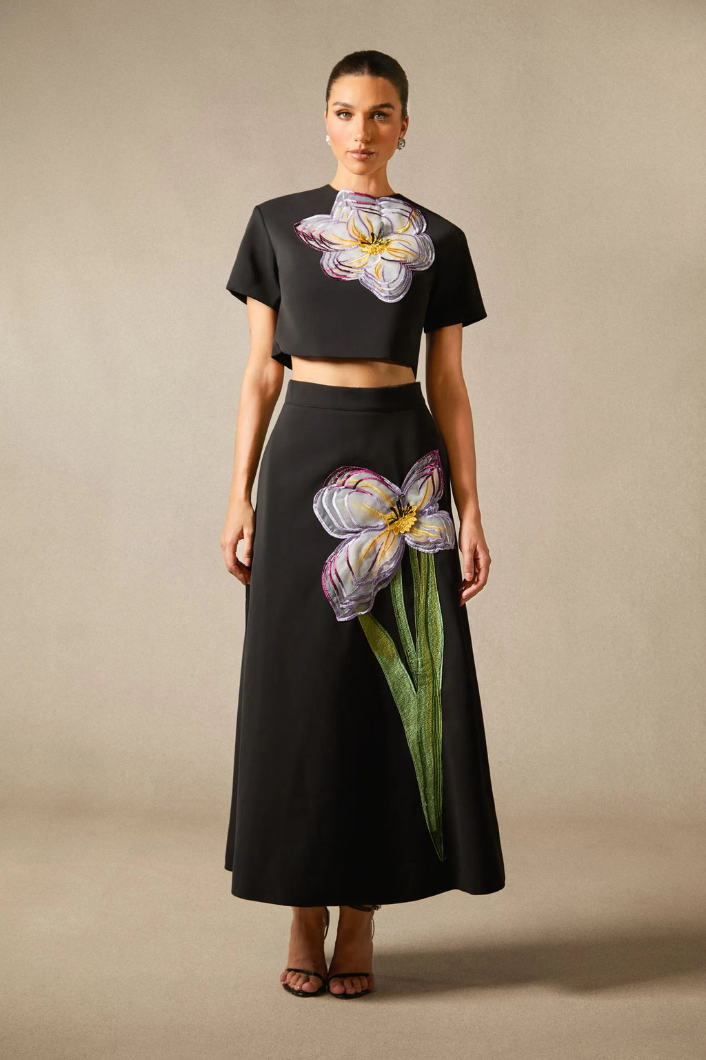 Alvita | Women’s Floral Applique Flowy Summer Two Piece Set