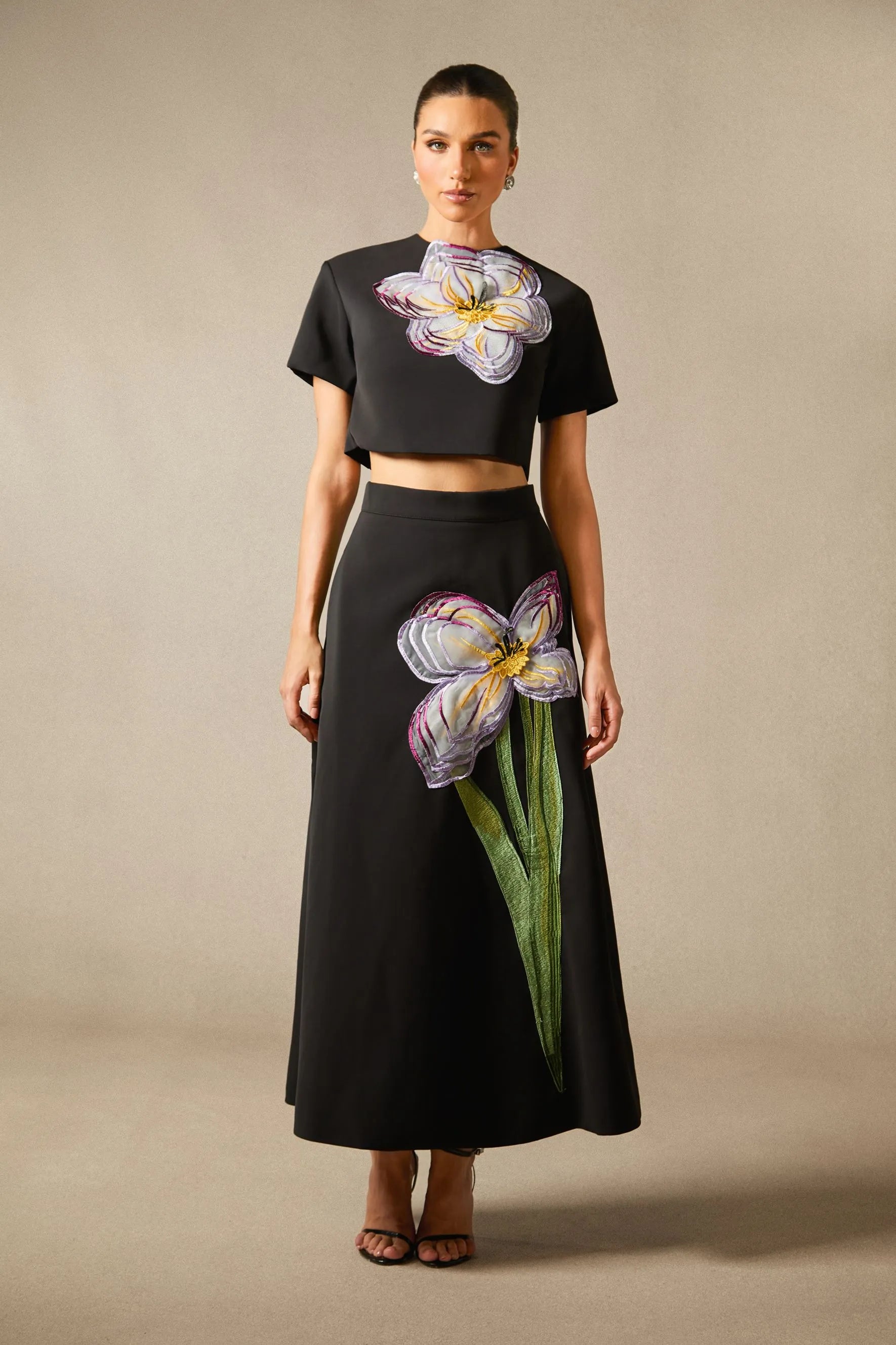 Alvita | Women’s Floral Applique Flowy Summer Two Piece Set