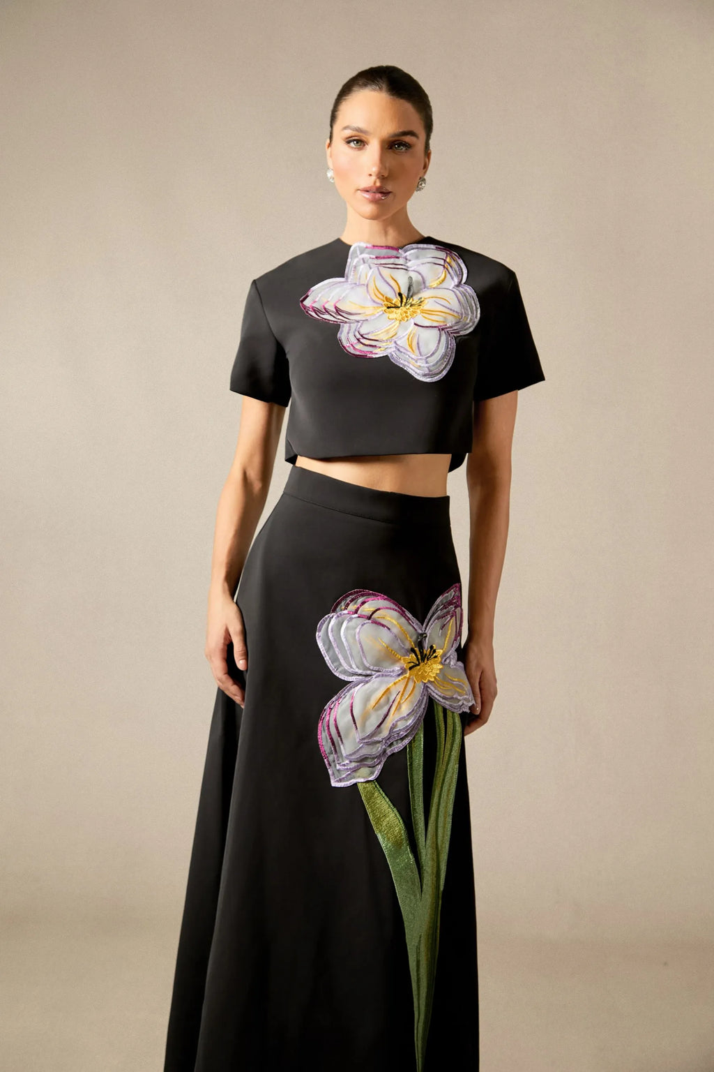 Alvita | Women’s Floral Applique Flowy Summer Two Piece Set