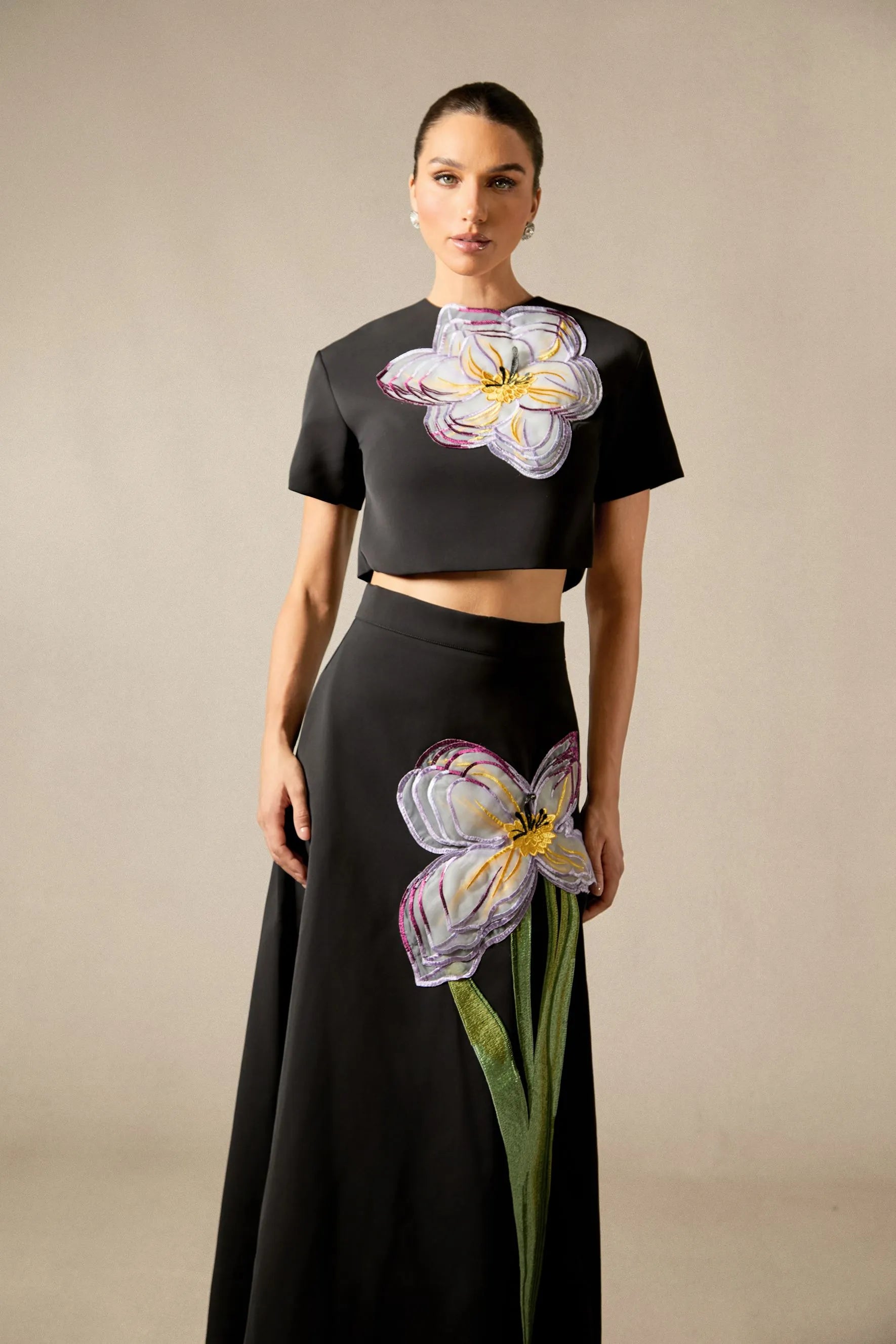 Alvita | Women’s Floral Applique Flowy Summer Two Piece Set