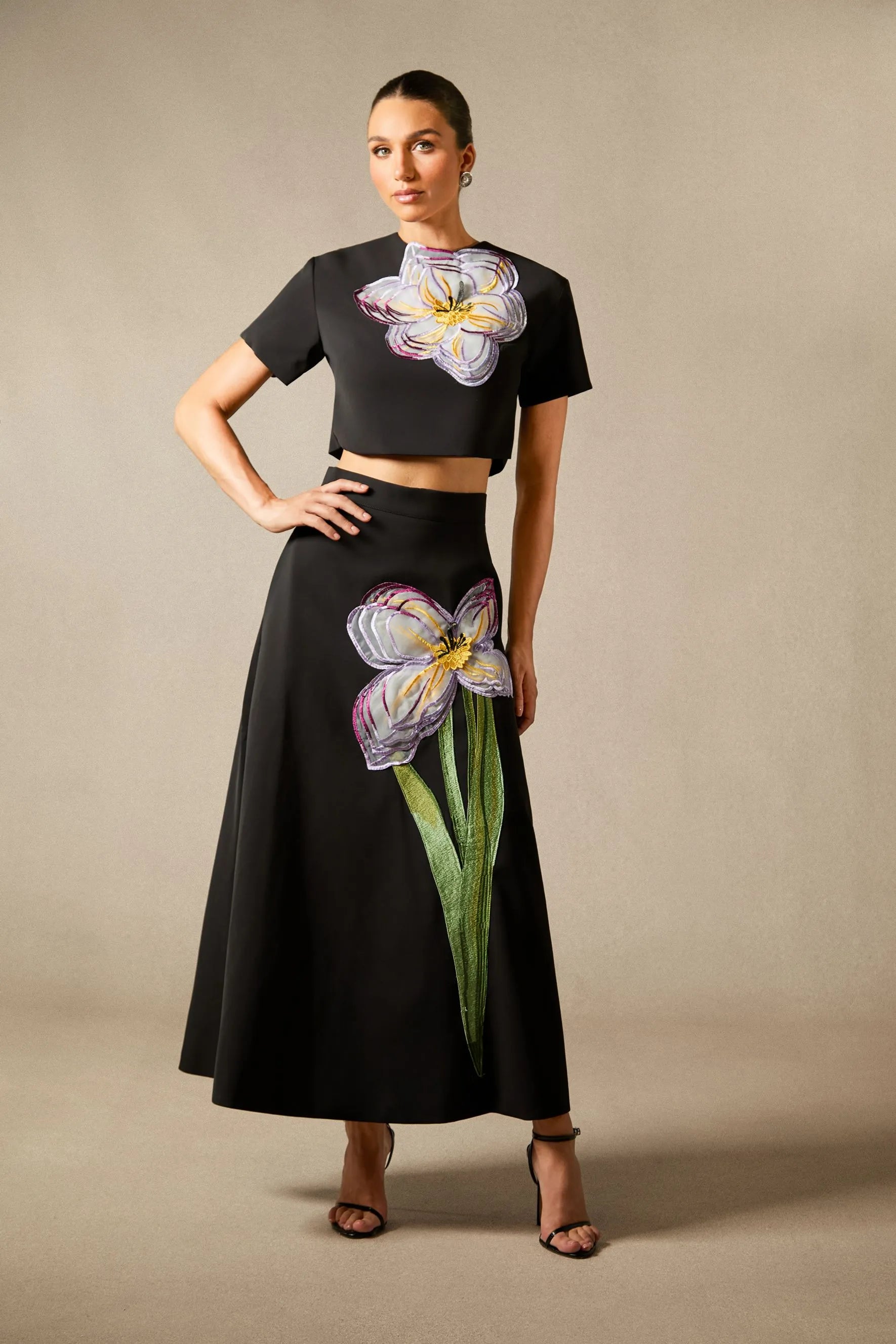 Alvita | Women’s Floral Applique Flowy Summer Two Piece Set