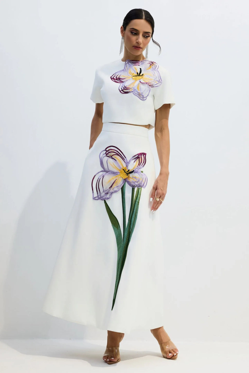 Alvita | Women’s Floral Applique Flowy Summer Two Piece Set