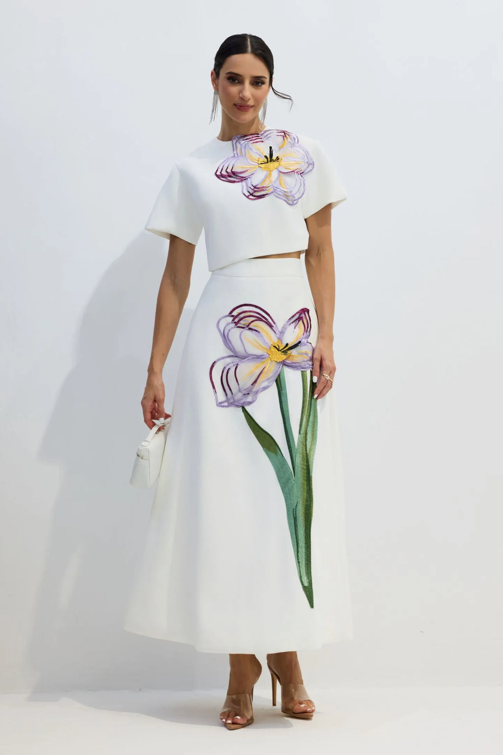 Alvita | Women’s Floral Applique Flowy Summer Two Piece Set
