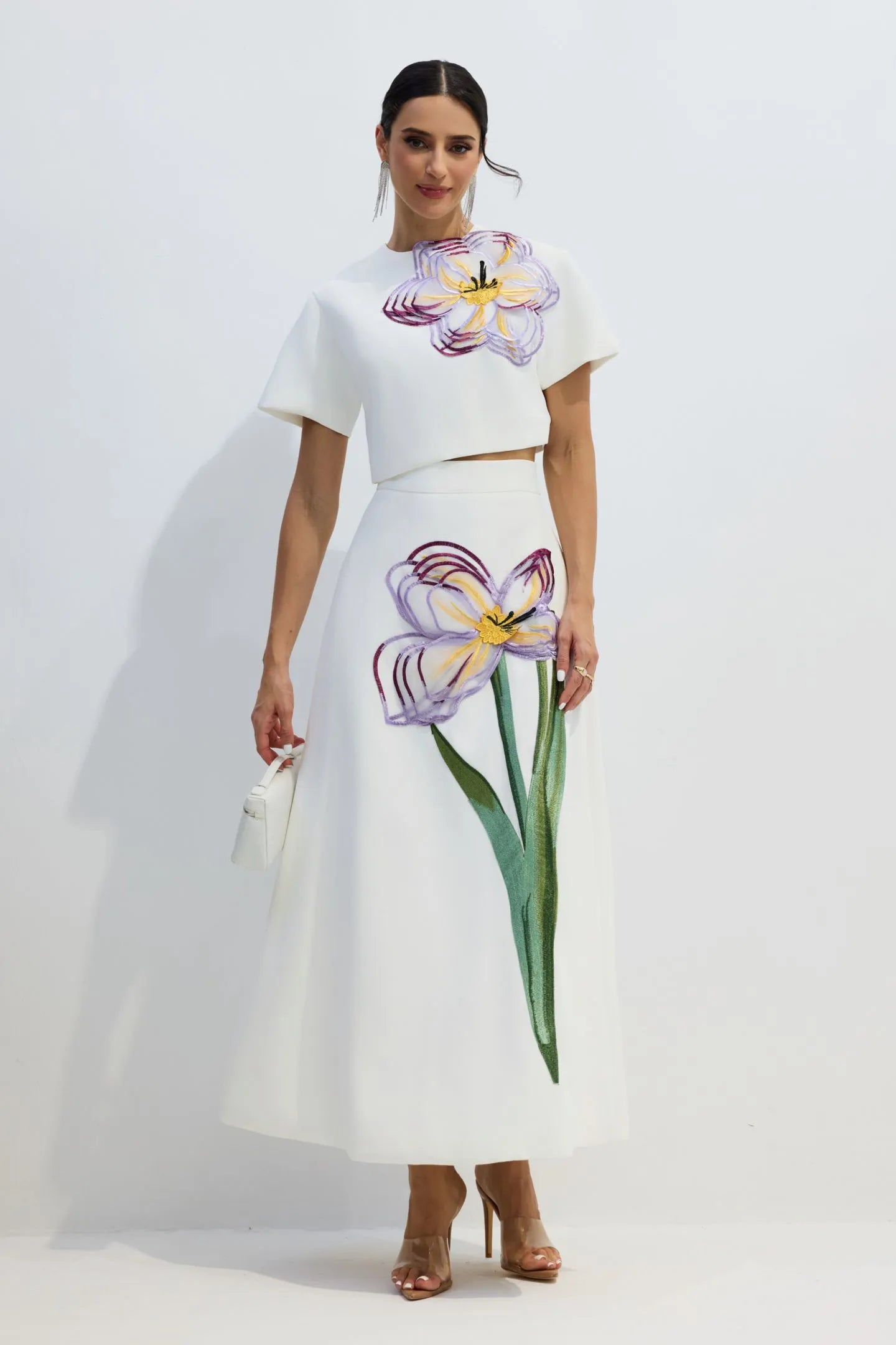 Alvita | Women’s Floral Applique Flowy Summer Two Piece Set