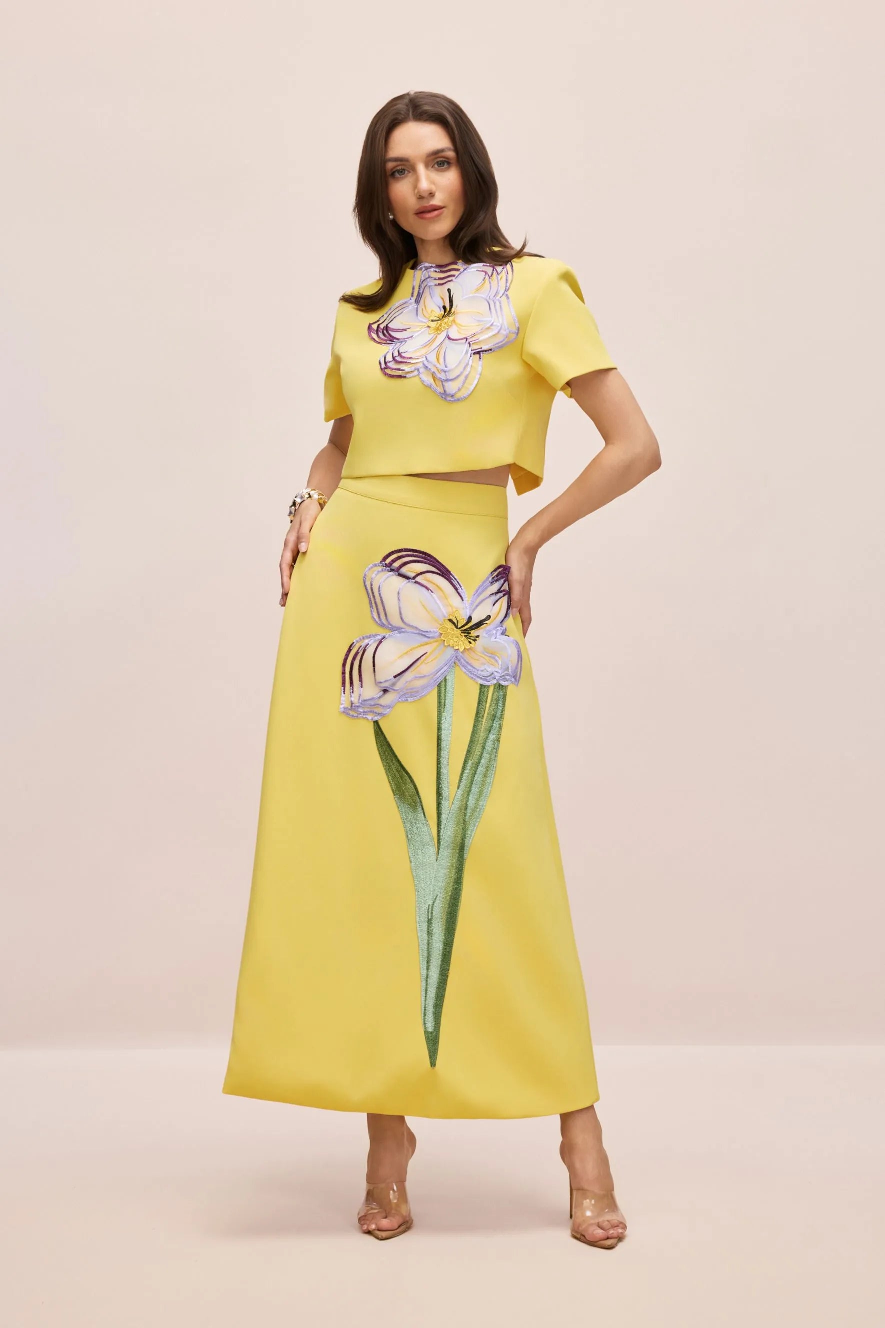 Alvita | Women’s Floral Applique Flowy Summer Two Piece Set