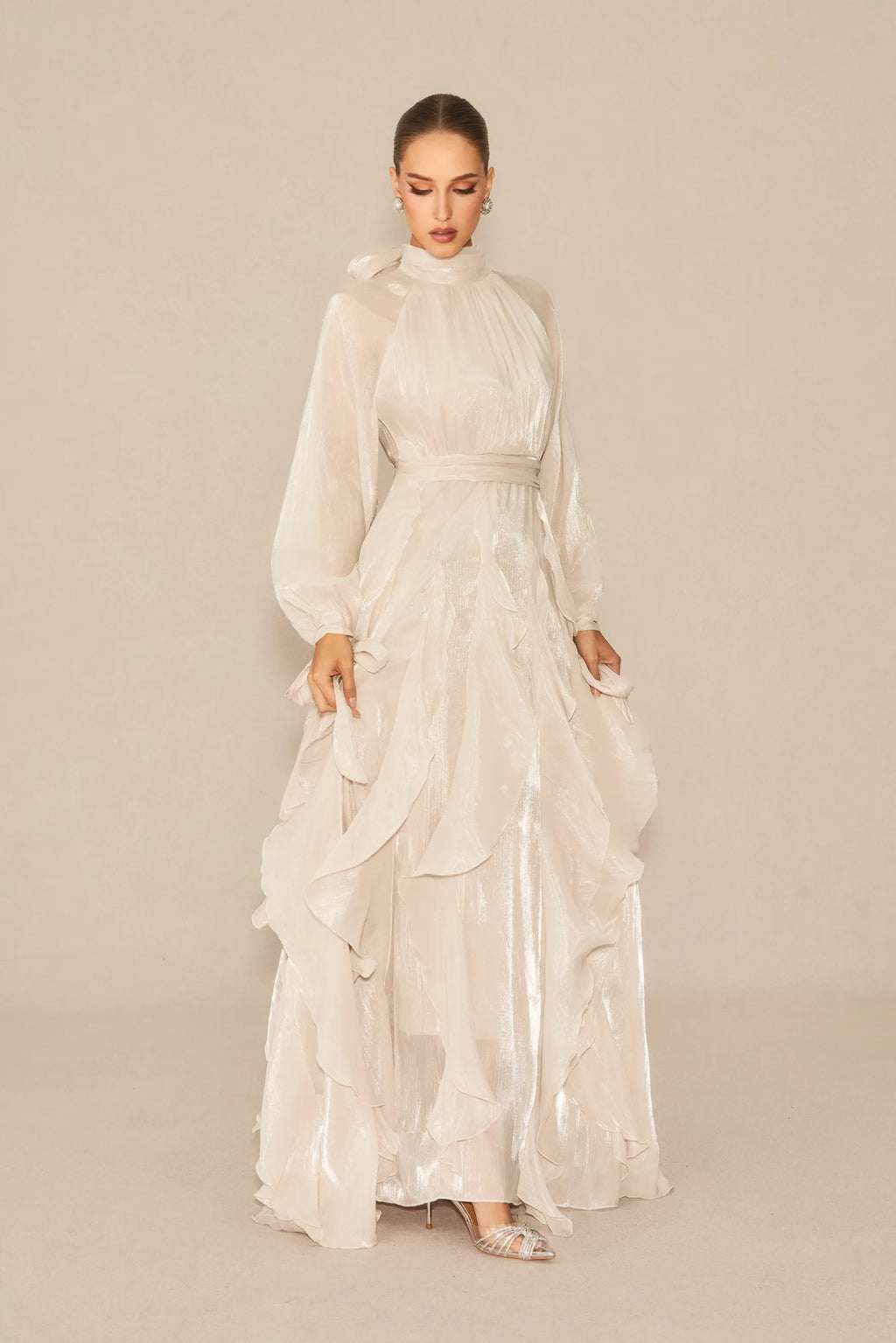 Alylah | Women’s Long Sleeve Ruffled Flowy Wedding Guest Dress