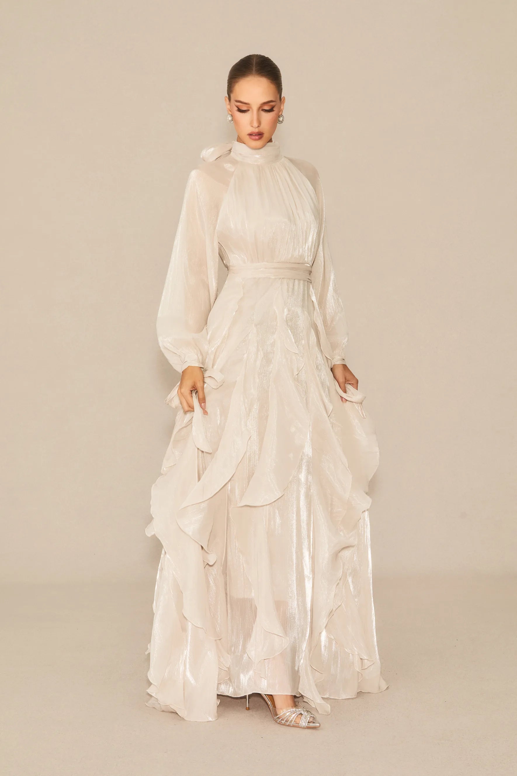 Alylah | Women’s Long Sleeve Ruffled Flowy Wedding Guest Dress